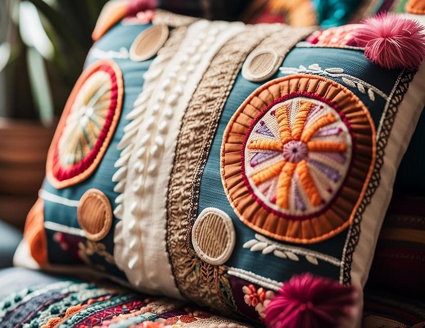 エスニックステッチクッション